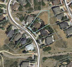 Aerial view of property's location with property boundaries highlighted
