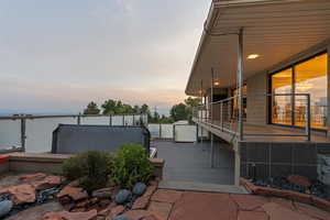 View of deck at dusk