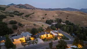 Bird's eye view of a mountain backdrop