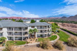 Aerial view of a mountain backdrop