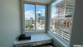 Detailed view of a view of city and baseboard heating