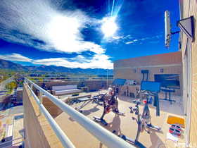 Balcony with a mountain view