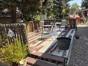 Wooden deck with outdoor dining space
