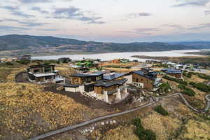 Bird's eye view of a water and mountain view