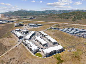 Drone / aerial view of a mountain backdrop