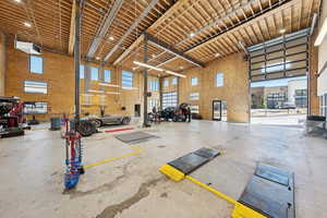 Garage with a workshop area