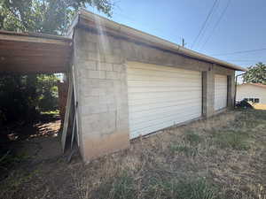 View of detached garage