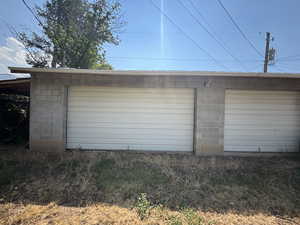 View of detached garage