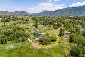 Drone / aerial view of a water and mountain view