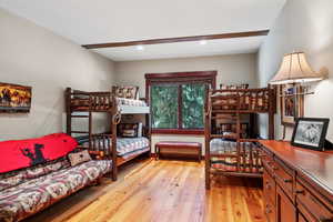 Bedroom featuring light wood-style floors and recessed lighting