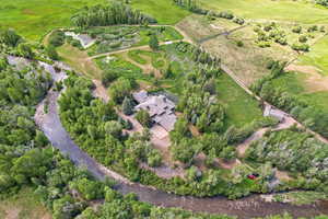 Aerial view of property's location with rural landscape