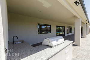 View of patio / terrace with a sink