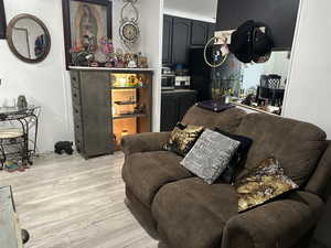 Living area featuring light wood finished floors