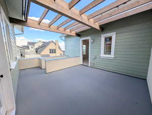 View of patio featuring a pergola
