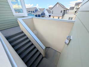 Stairs with a residential view