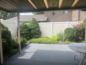 View of new large covered patio/courtyard