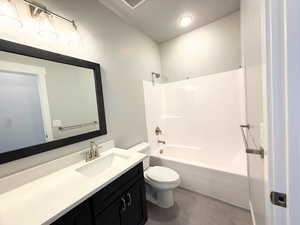 Full bathroom with vanity and shower / bathtub combination