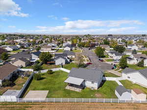 Aerial perspective of suburban area