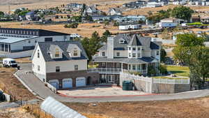 Aerial perspective of suburban area
