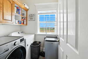 Washroom with washer and dryer