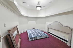 Bedroom with carpet flooring and recessed lighting