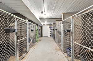 View of interior lower dog kennel with 10 separate kennels interior / exterior