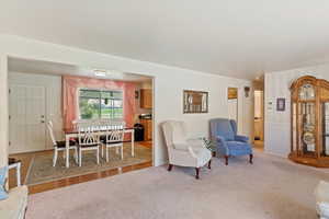 Living room featuring carpet flooring