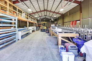 Garage with a workshop area