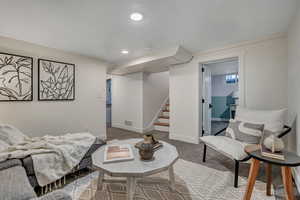 Bedroom with carpet and recessed lighting