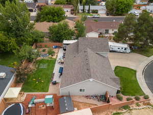 Aerial perspective of suburban area