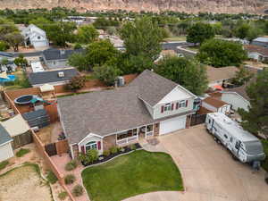 Aerial perspective of suburban area