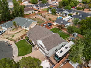 Aerial perspective of suburban area