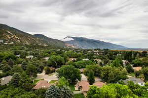 View of mountain background with nearby suburban area