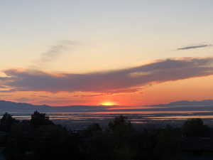 View of mountain background featuring a large body of water