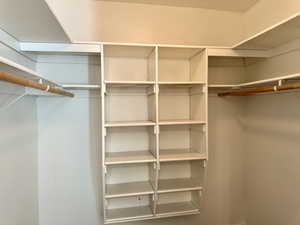 View of the master bedroom's spacious closet
