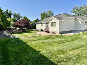 Beautifully landscaped yard creates a peaceful retreat