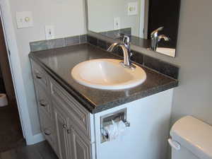 Bathroom with vanity and toilet