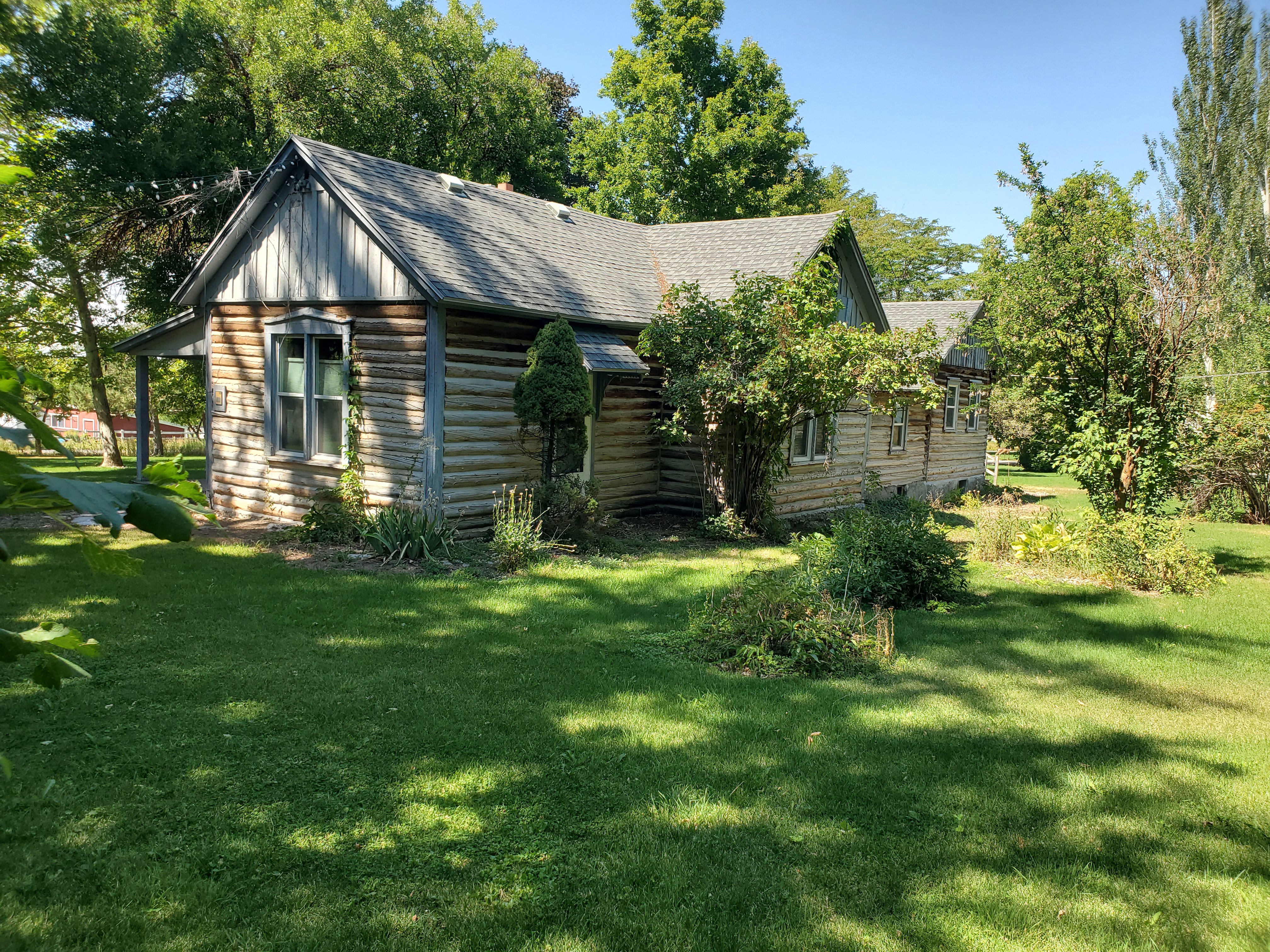 View of front of house featuring a front yard and a shingled roof
