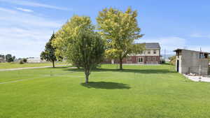 View of property's community with a yard