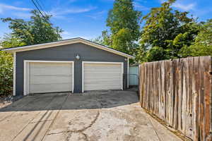 View of detached garage