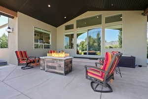 View of patio / terrace with a fire pit