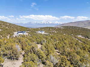 View of mountain backdrop featuring a heavily wooded area