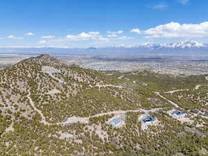 Overview of rural landscape with a mountainous background