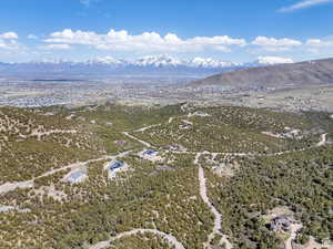 Aerial view of a mountain backdrop