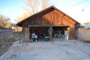 View of detached garage