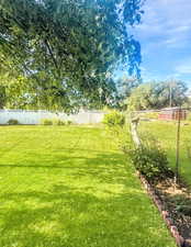 View of fenced backyard
