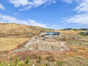 View from above of property featuring property parcel outlined