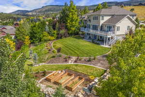 Aerial view of backyard