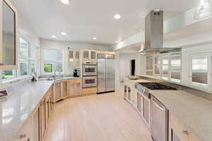 Modern kitchen even includes a wine refrigerator!