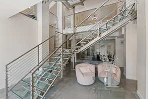 Custom stainless steel and glass stairs